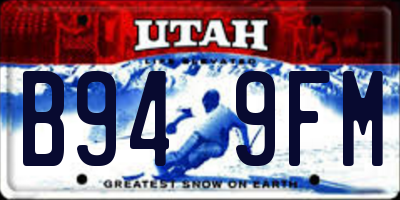 UT license plate B949FM