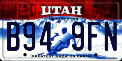 UT license plate B949FN