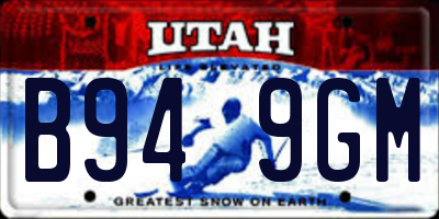 UT license plate B949GM
