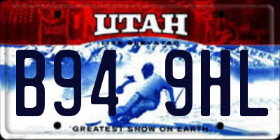 UT license plate B949HL