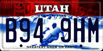 UT license plate B949HM
