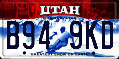 UT license plate B949KD