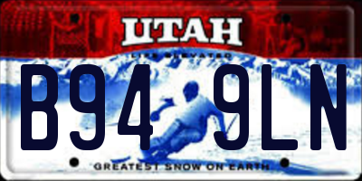 UT license plate B949LN