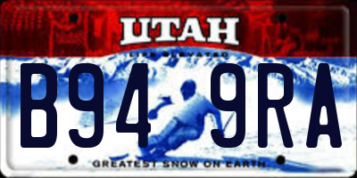 UT license plate B949RA