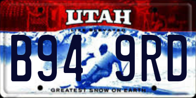 UT license plate B949RD