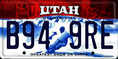 UT license plate B949RE