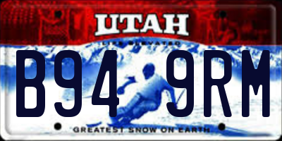 UT license plate B949RM