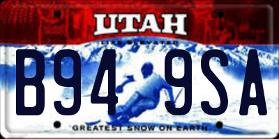 UT license plate B949SA