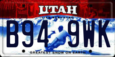 UT license plate B949WK