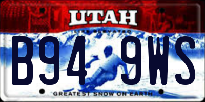 UT license plate B949WS