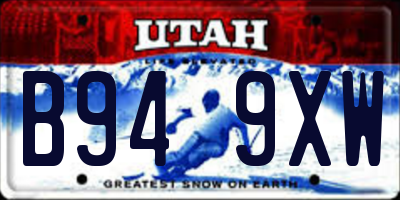 UT license plate B949XW