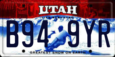 UT license plate B949YR