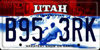 UT license plate B953RK