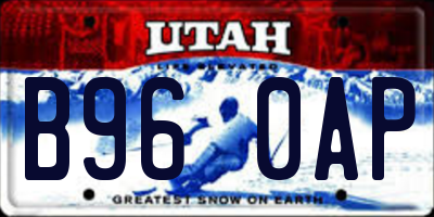 UT license plate B960AP