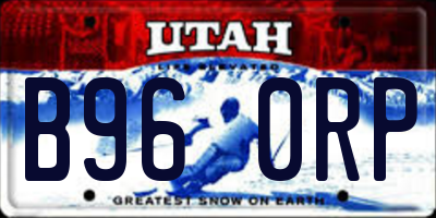 UT license plate B960RP