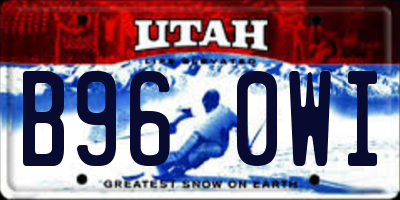 UT license plate B960WI