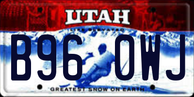 UT license plate B960WJ