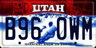 UT license plate B960WM