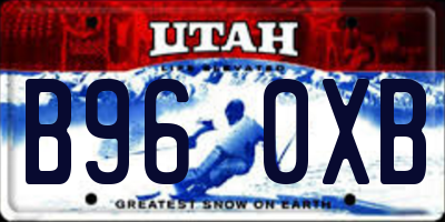 UT license plate B960XB