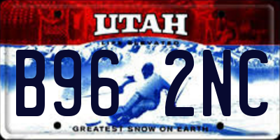 UT license plate B962NC