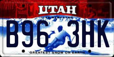 UT license plate B963HK