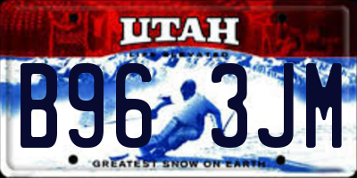UT license plate B963JM