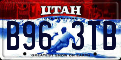 UT license plate B963TB