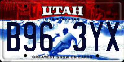 UT license plate B963YX