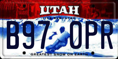 UT license plate B970PR