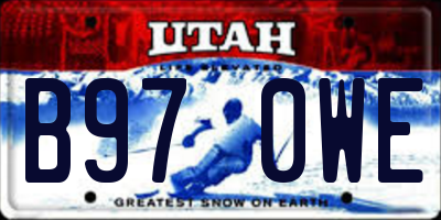UT license plate B970WE