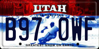 UT license plate B970WF