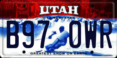 UT license plate B970WR