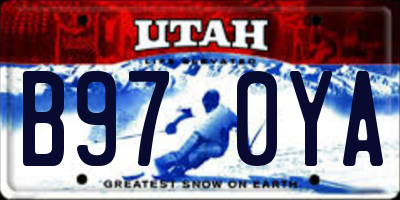 UT license plate B970YA