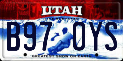 UT license plate B970YS