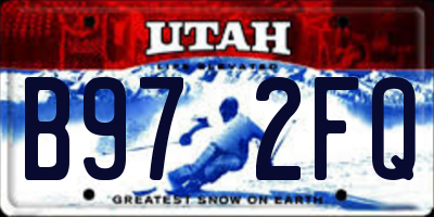 UT license plate B972FQ