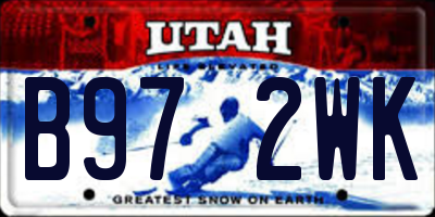 UT license plate B972WK