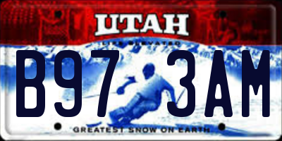 UT license plate B973AM