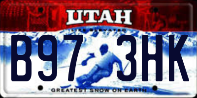 UT license plate B973HK