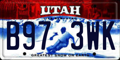 UT license plate B973WK