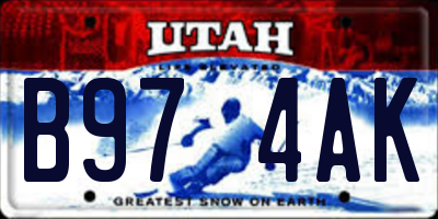 UT license plate B974AK