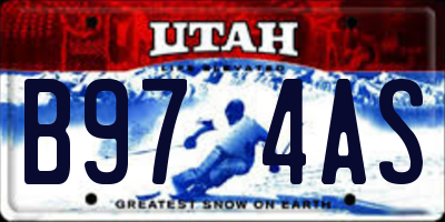 UT license plate B974AS