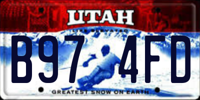 UT license plate B974FD