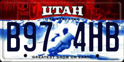 UT license plate B974HB