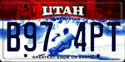 UT license plate B974PT