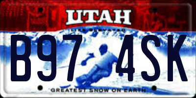 UT license plate B974SK