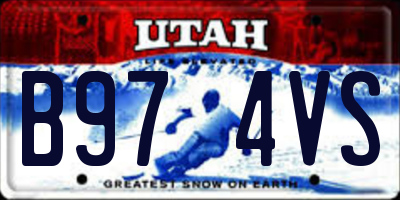 UT license plate B974VS