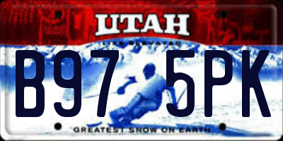 UT license plate B975PK