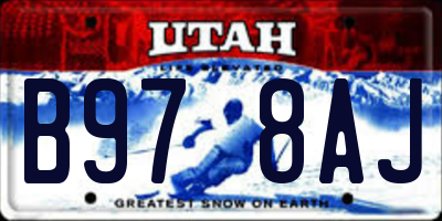 UT license plate B978AJ
