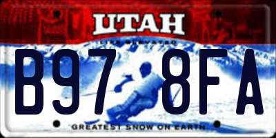 UT license plate B978FA