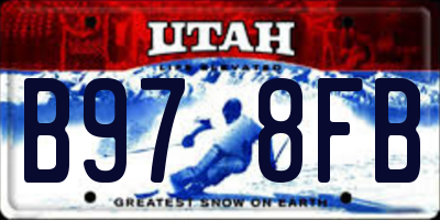 UT license plate B978FB